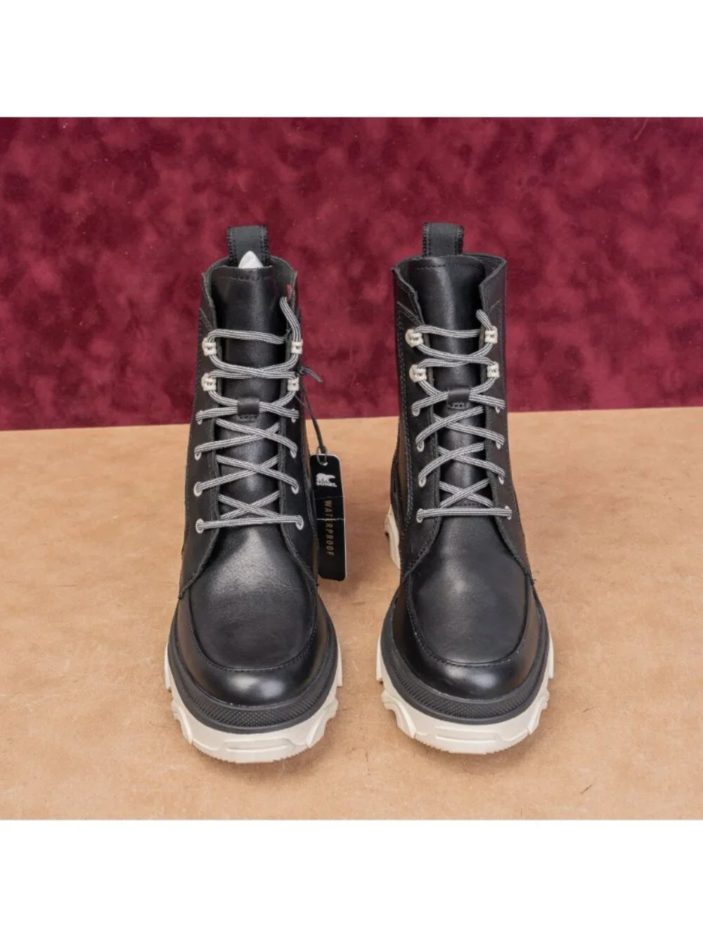 Sorel Women Brex Waterproof True Black Leather Platform Chelsea Boots sz 9